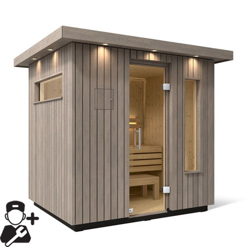 Kohler C2 Outdoor Sauna Kit, Weathered Grey Spruce
