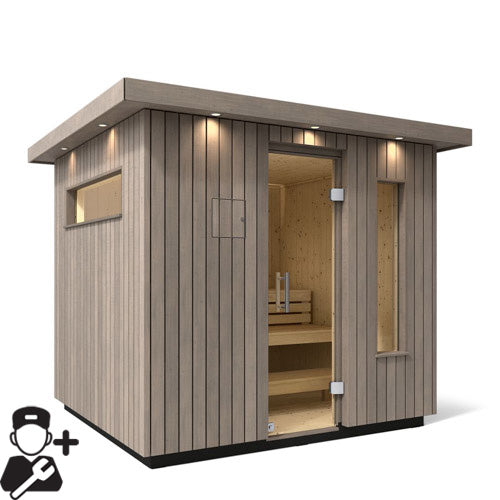 Kohler C2 Outdoor Sauna Kit, Weathered Grey Spruce